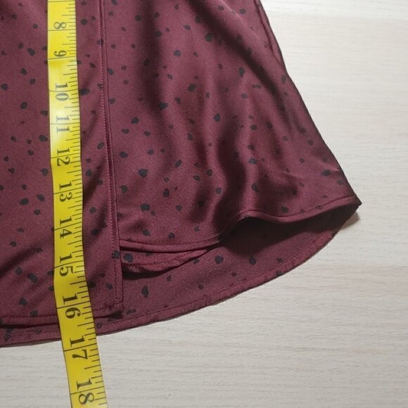 NWT ABERCROMBIE & FITCH Plum Polka Dot Faux Wrap Satin Mini Skirt - Picture 8 of 10